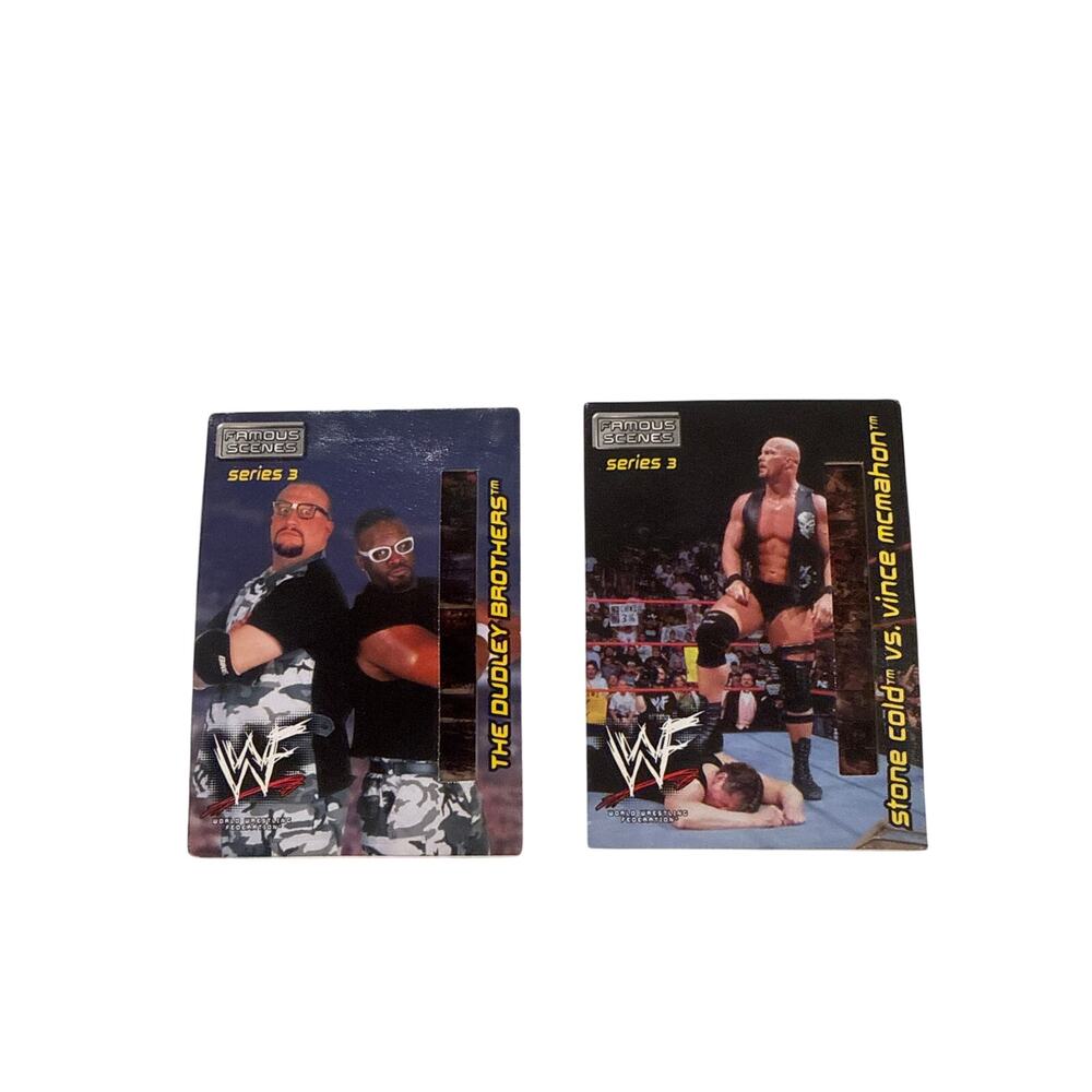 2001 WWF Famous Scenes Series 3 Cards Stone Cold Vince McMahon Dudley Boys Lot